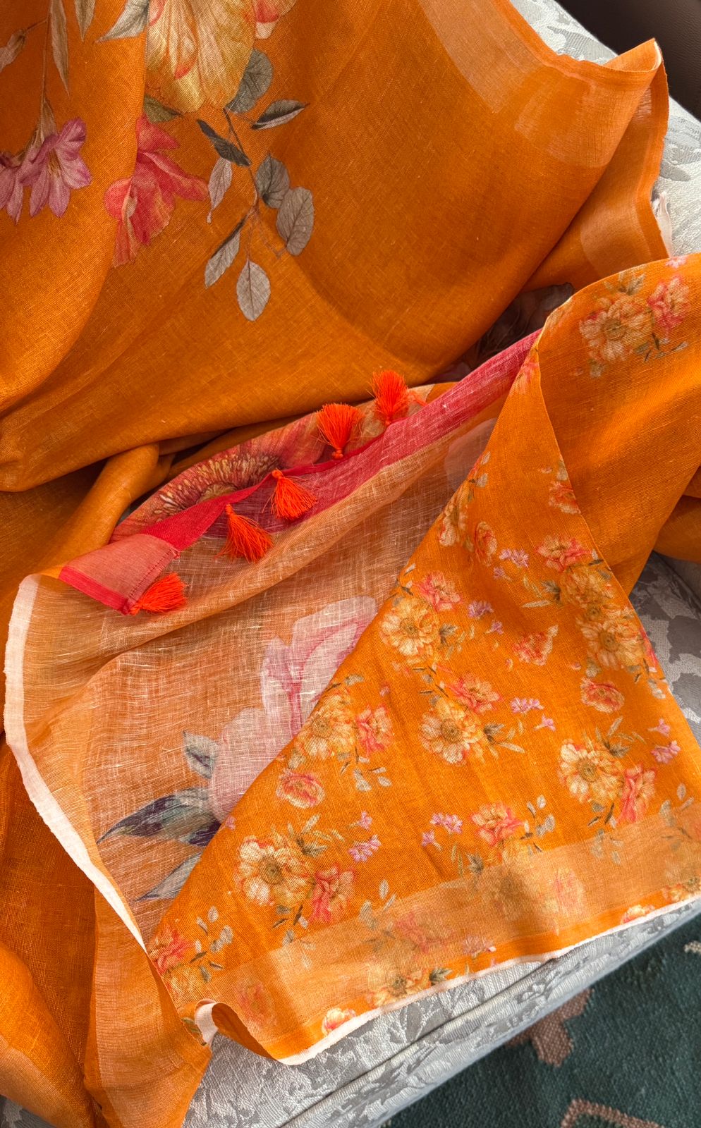 Pure Linen Digital Print Saree