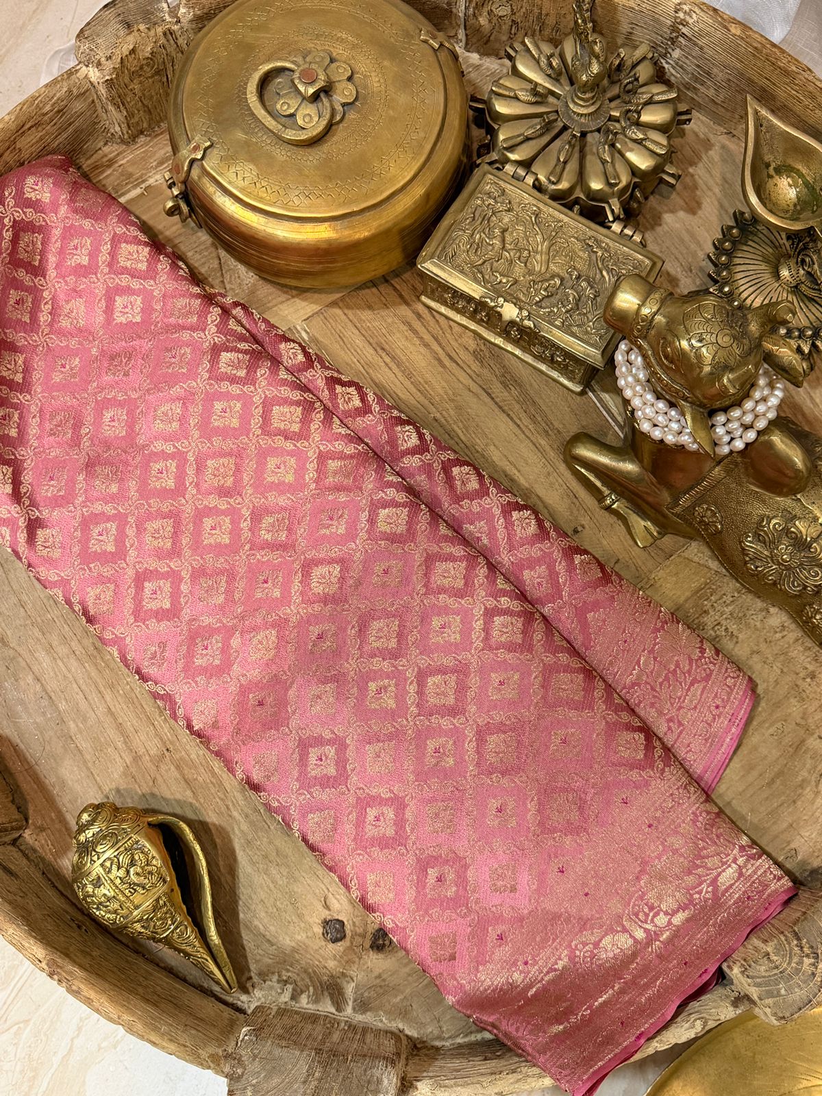 Pure Mysore Brocade Crepe Silk Saree With Meenakari