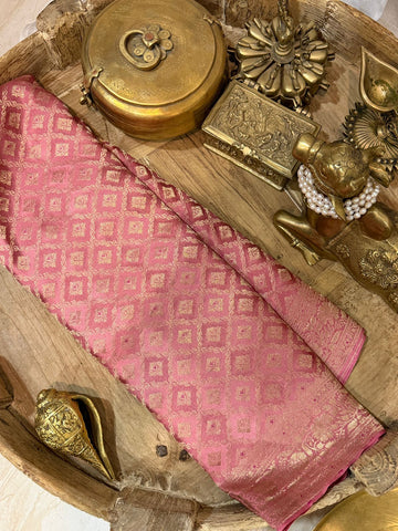 Pure Mysore Brocade Crepe Silk Saree With Meenakari