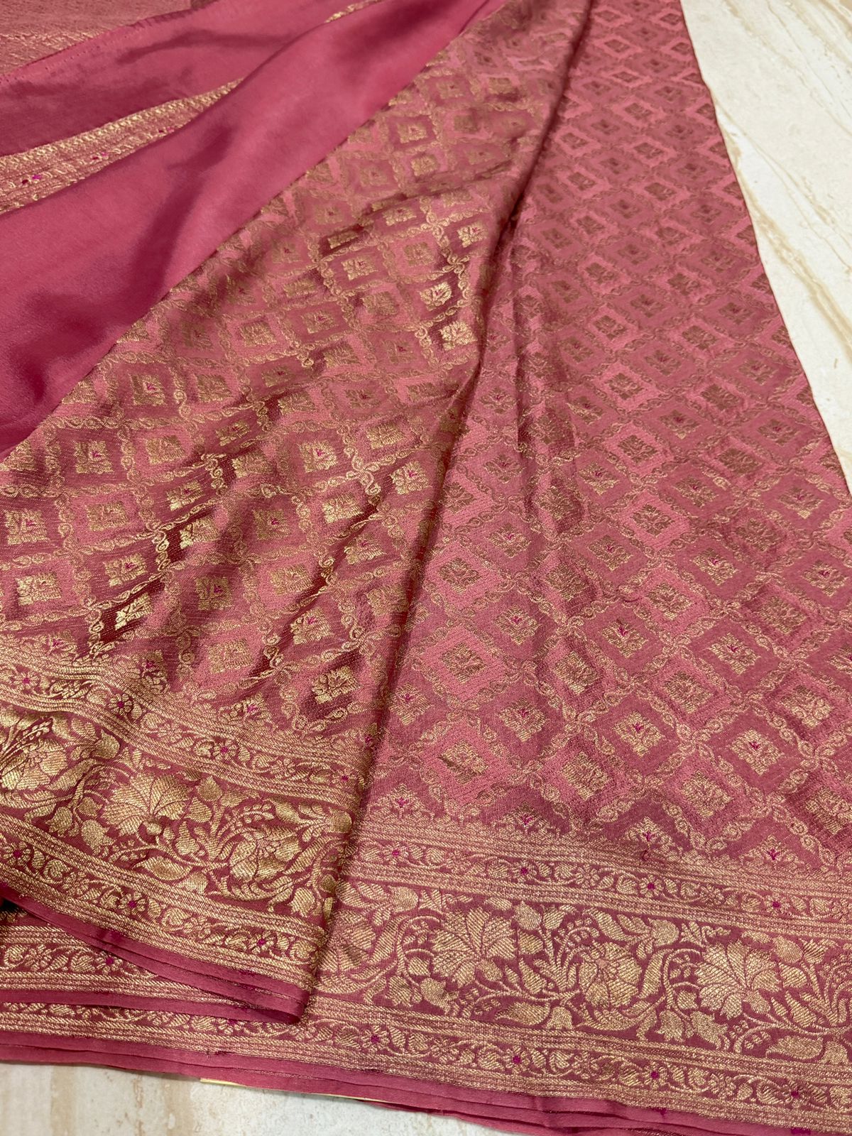 Pure Mysore Brocade Crepe Silk Saree With Meenakari