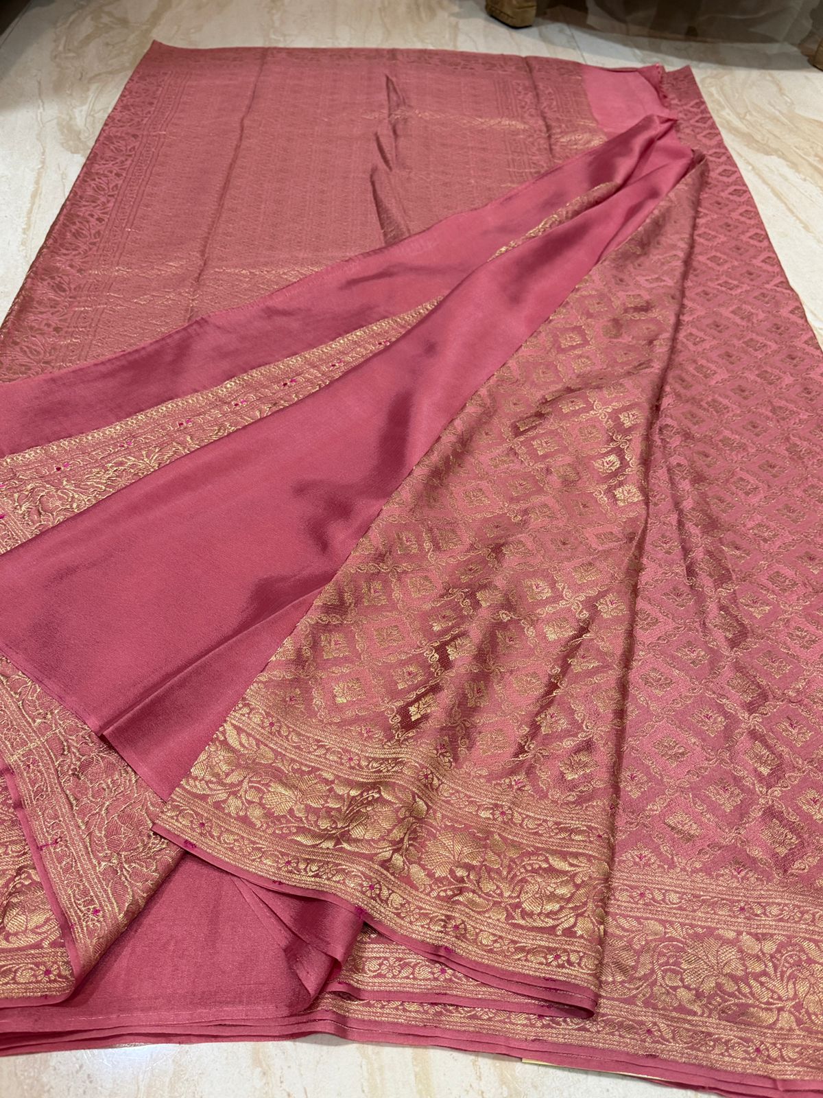 Pure Mysore Brocade Crepe Silk Saree With Meenakari