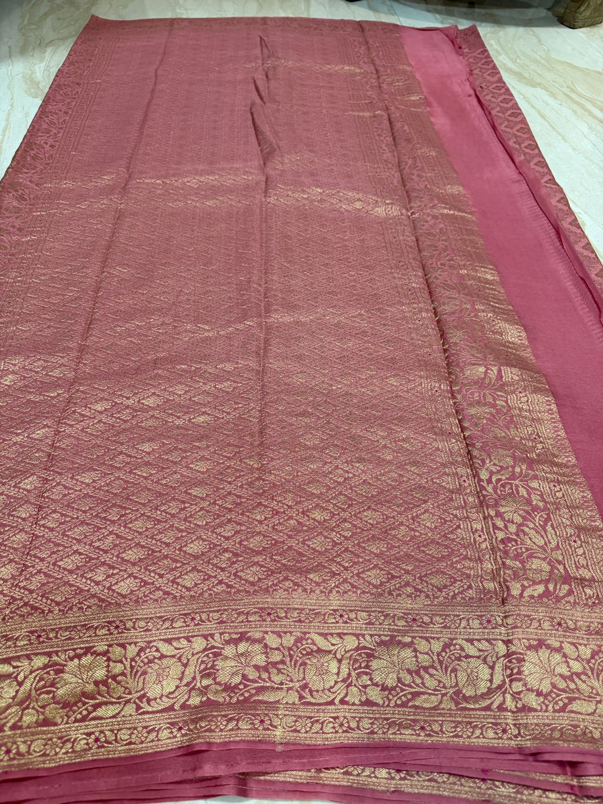 Pure Mysore Brocade Crepe Silk Saree With Meenakari