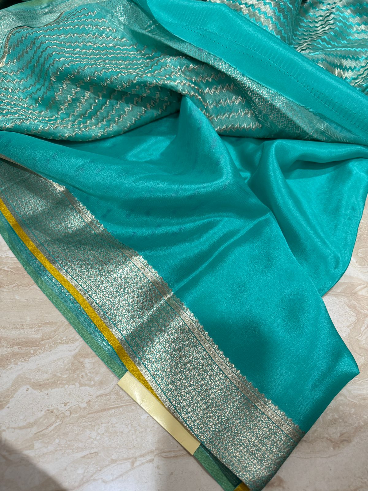 Pure Mysore Brocade Crepe Silk Saree With Meenakari Weave