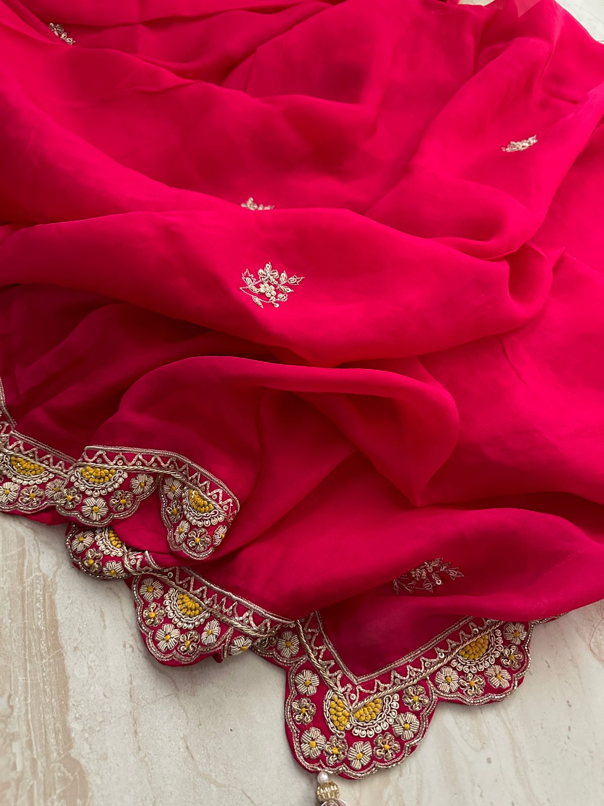 Hand-Embroidered Organza Saree