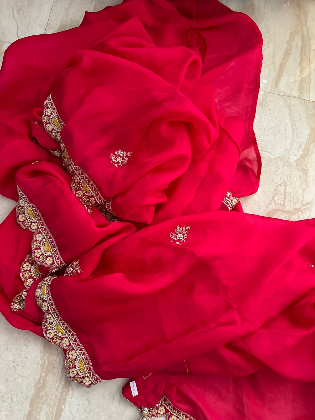 Hand-Embroidered Organza Saree