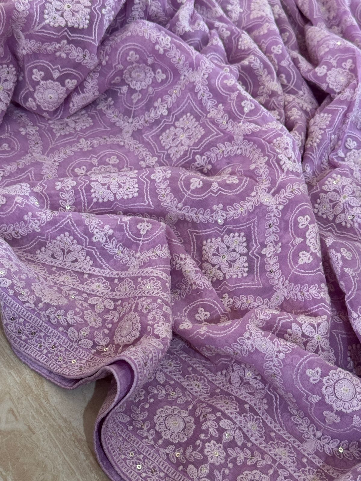 Beautiful Georgette Machine Chikankari Work All Over