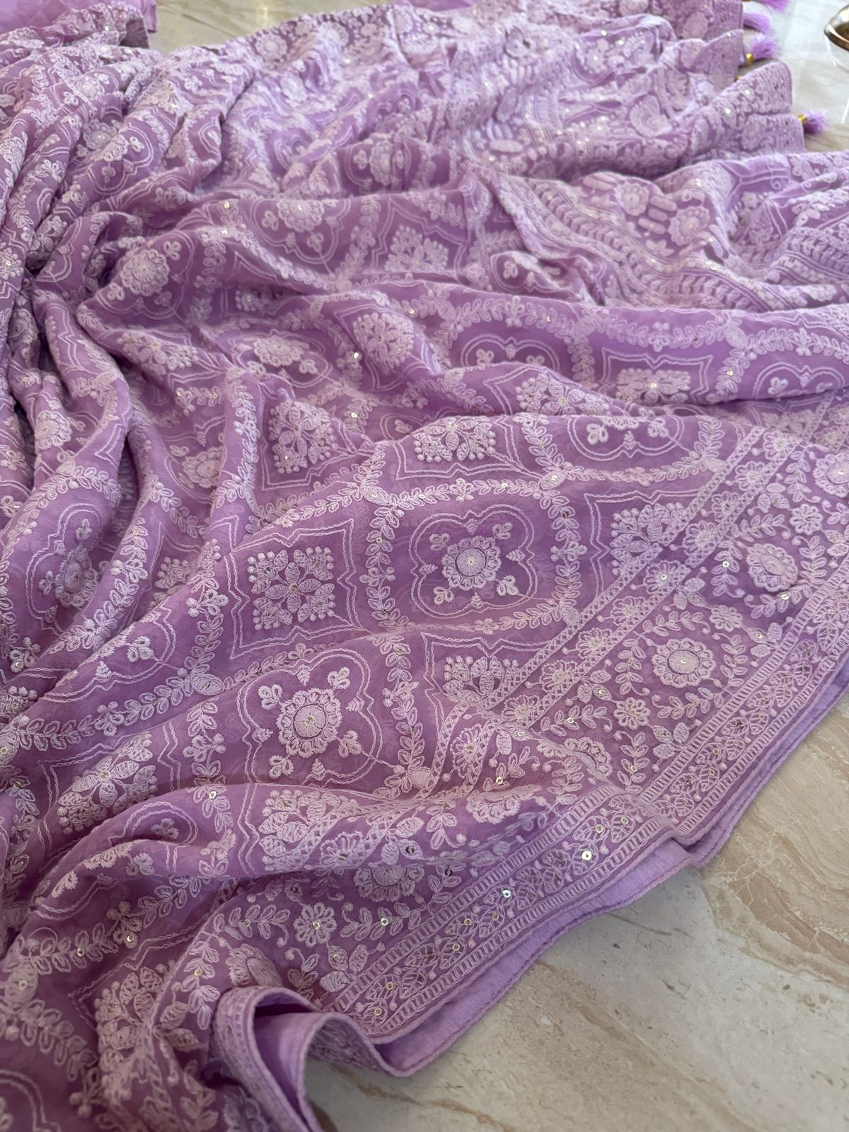 Beautiful Georgette Machine Chikankari Work All Over