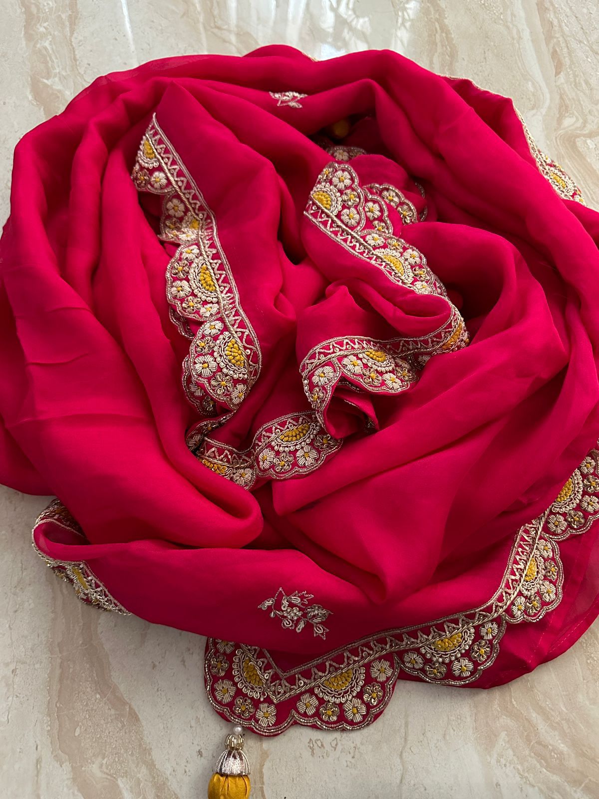 Hand-Embroidered Organza Saree
