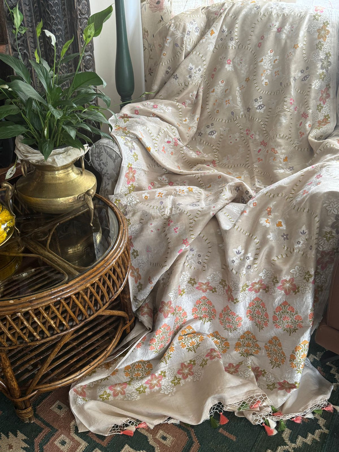 Pure Handloom Banarasi Tussar Georgette Saree