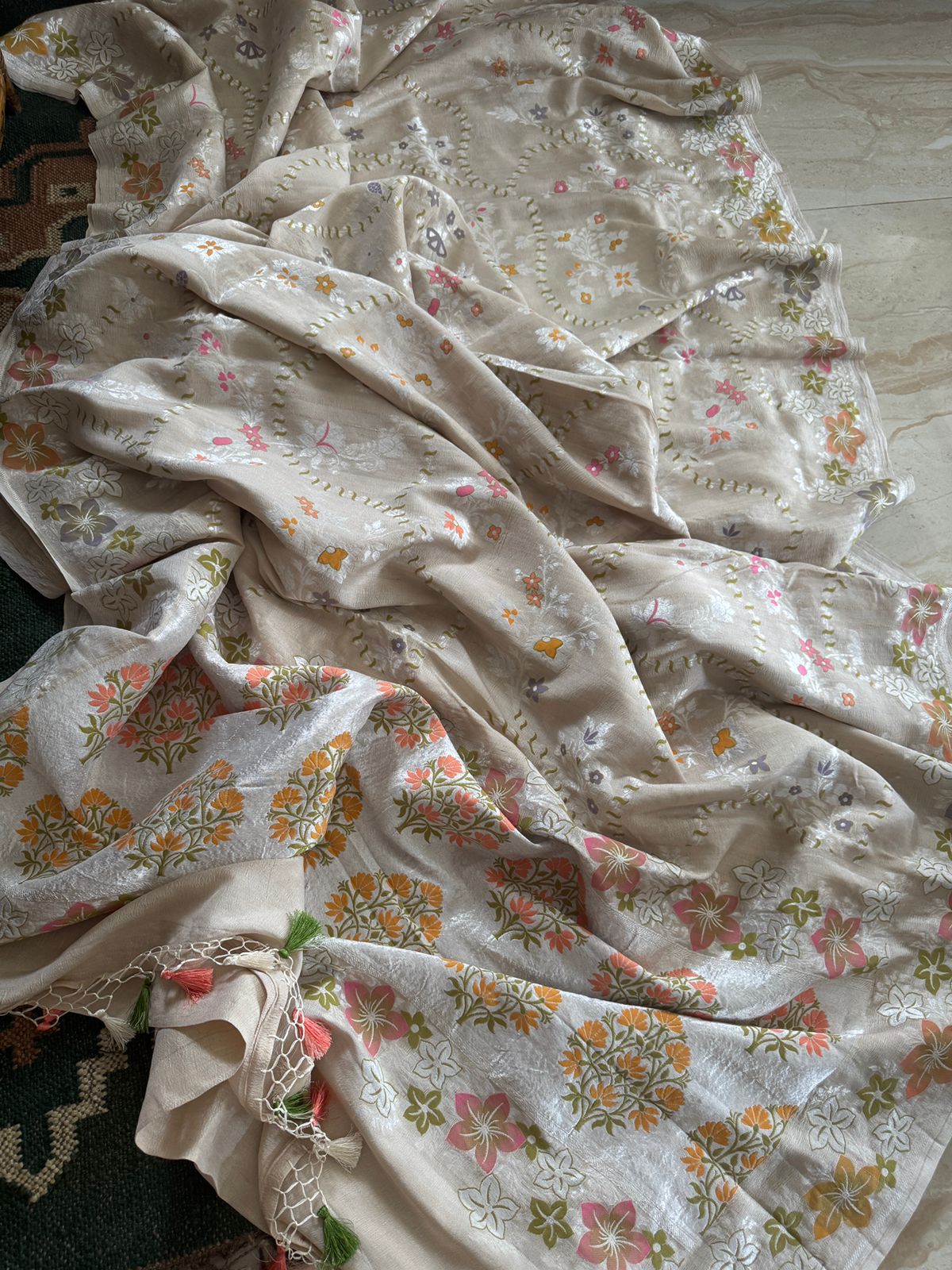 Pure Handloom Banarasi Tussar Georgette Saree