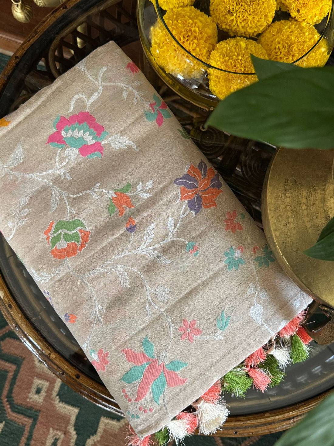Pure Handloom Tussar Georgette Banarasi Saree