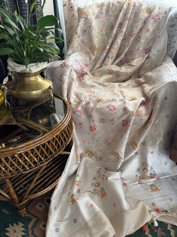 Pure Handloom Tussar Georgette Banarasi Saree