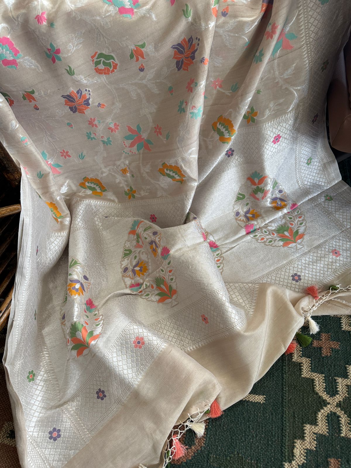 Pure Handloom Tussar Georgette Banarasi Saree