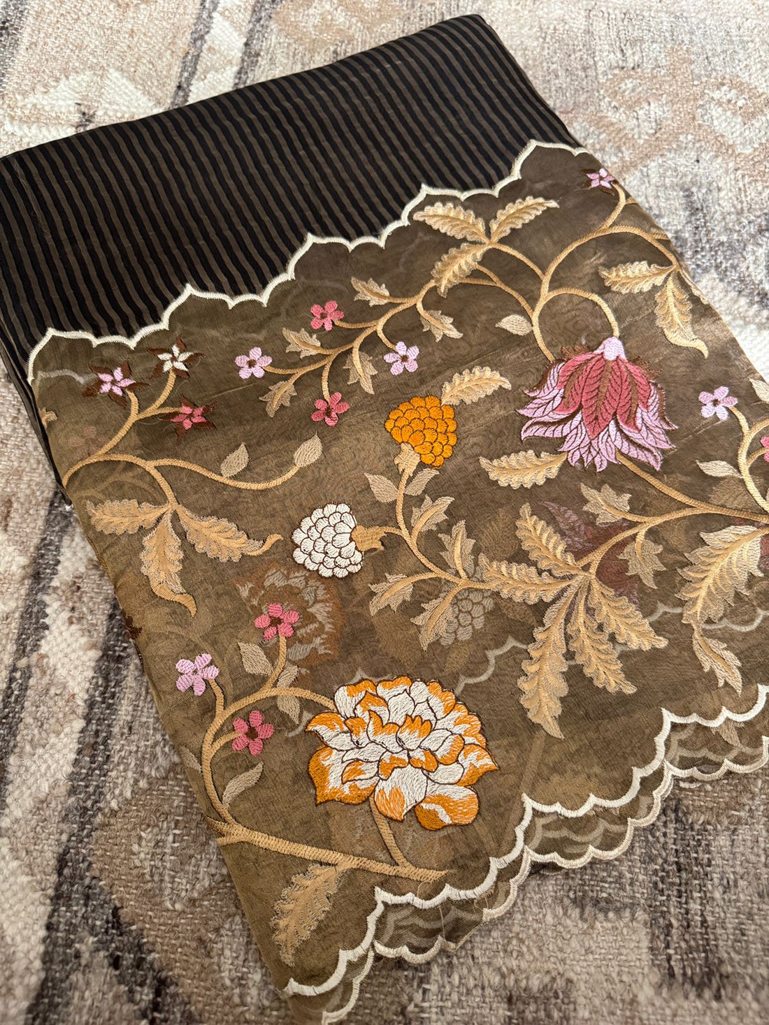 Pure Tissue Organza Saree With Embroidery Border
