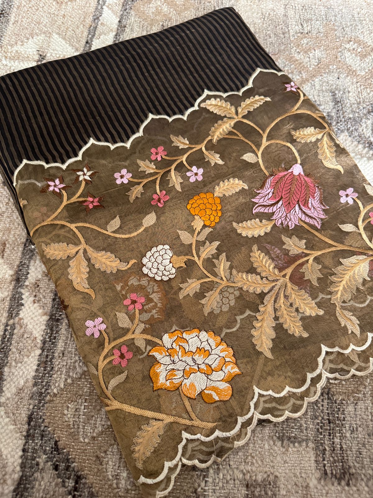 Pure Tissue Organza Saree With Embroidery Border