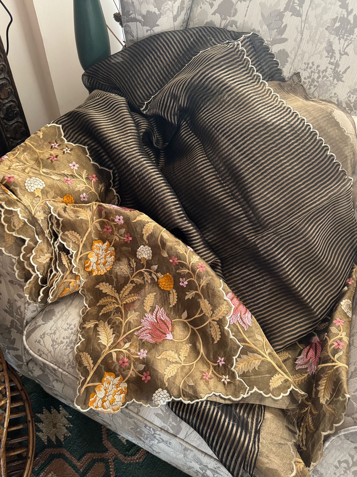 Pure Tissue Organza Saree With Embroidery Border