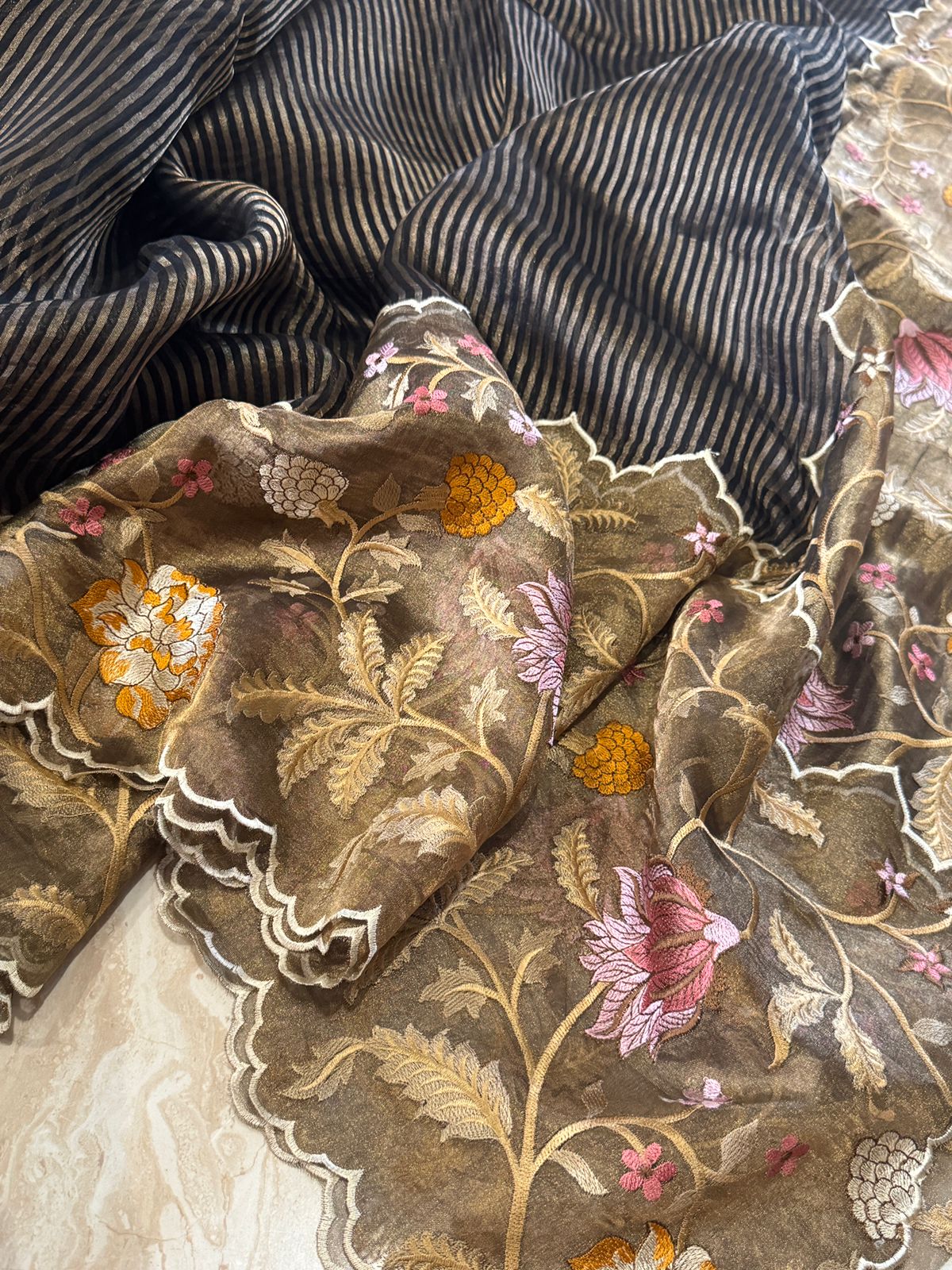 Pure Tissue Organza Saree With Embroidery Border