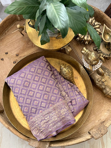 Pure Mysore Brocade Crepe Silk Saree With Meenakari Wewve
