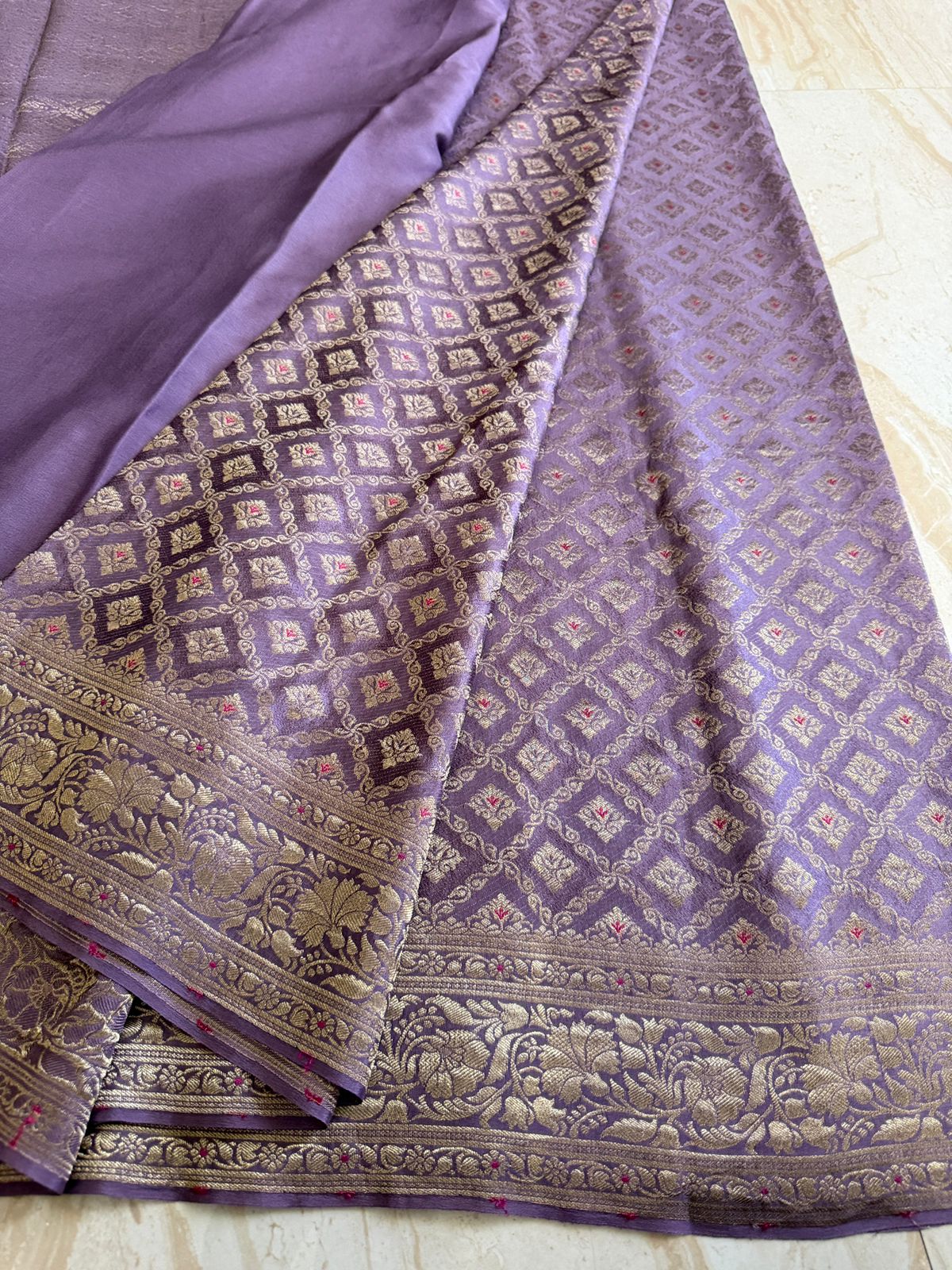 Pure Mysore Brocade Crepe Silk Saree With Meenakari Wewve
