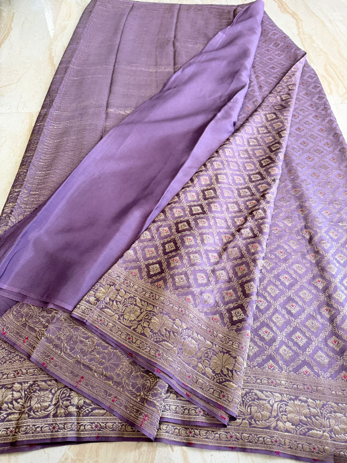 Pure Mysore Brocade Crepe Silk Saree With Meenakari Wewve