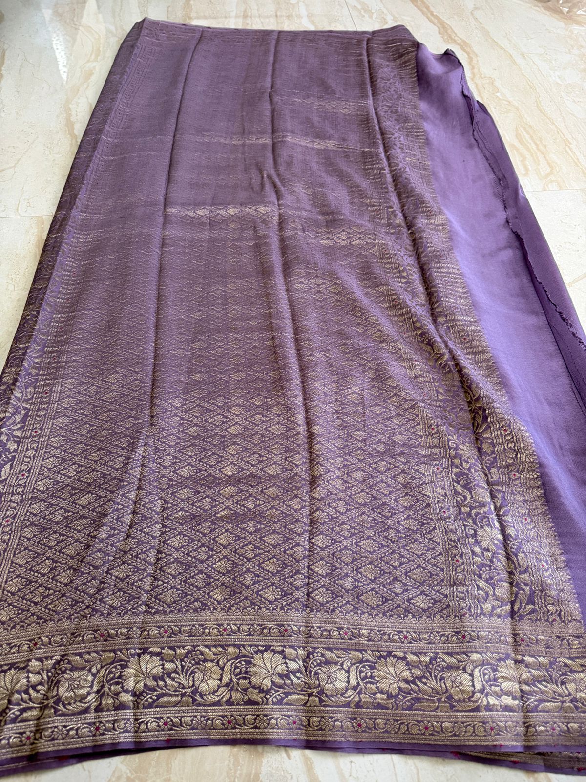 Pure Mysore Brocade Crepe Silk Saree With Meenakari Wewve