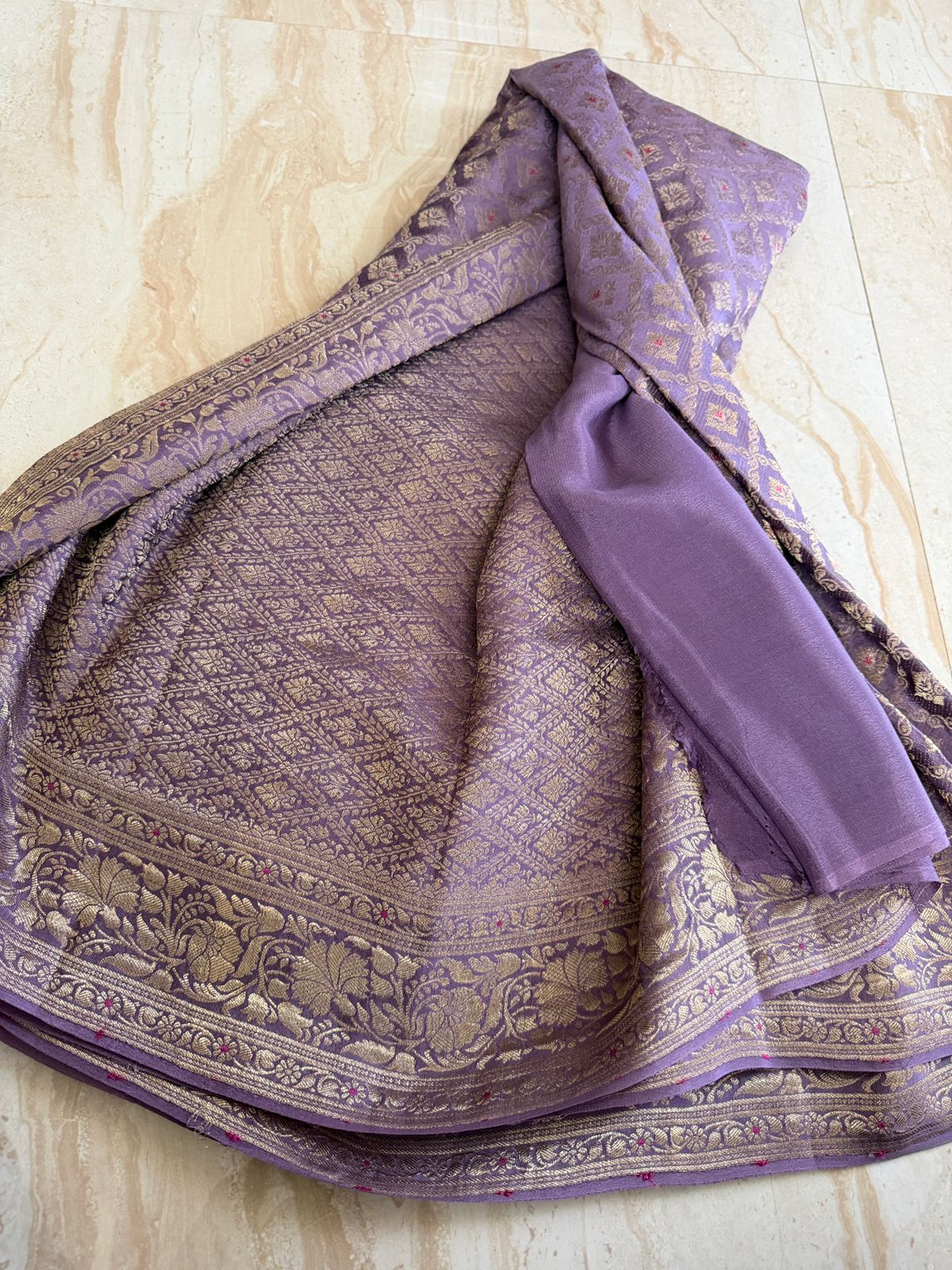 Pure Mysore Brocade Crepe Silk Saree With Meenakari Wewve
