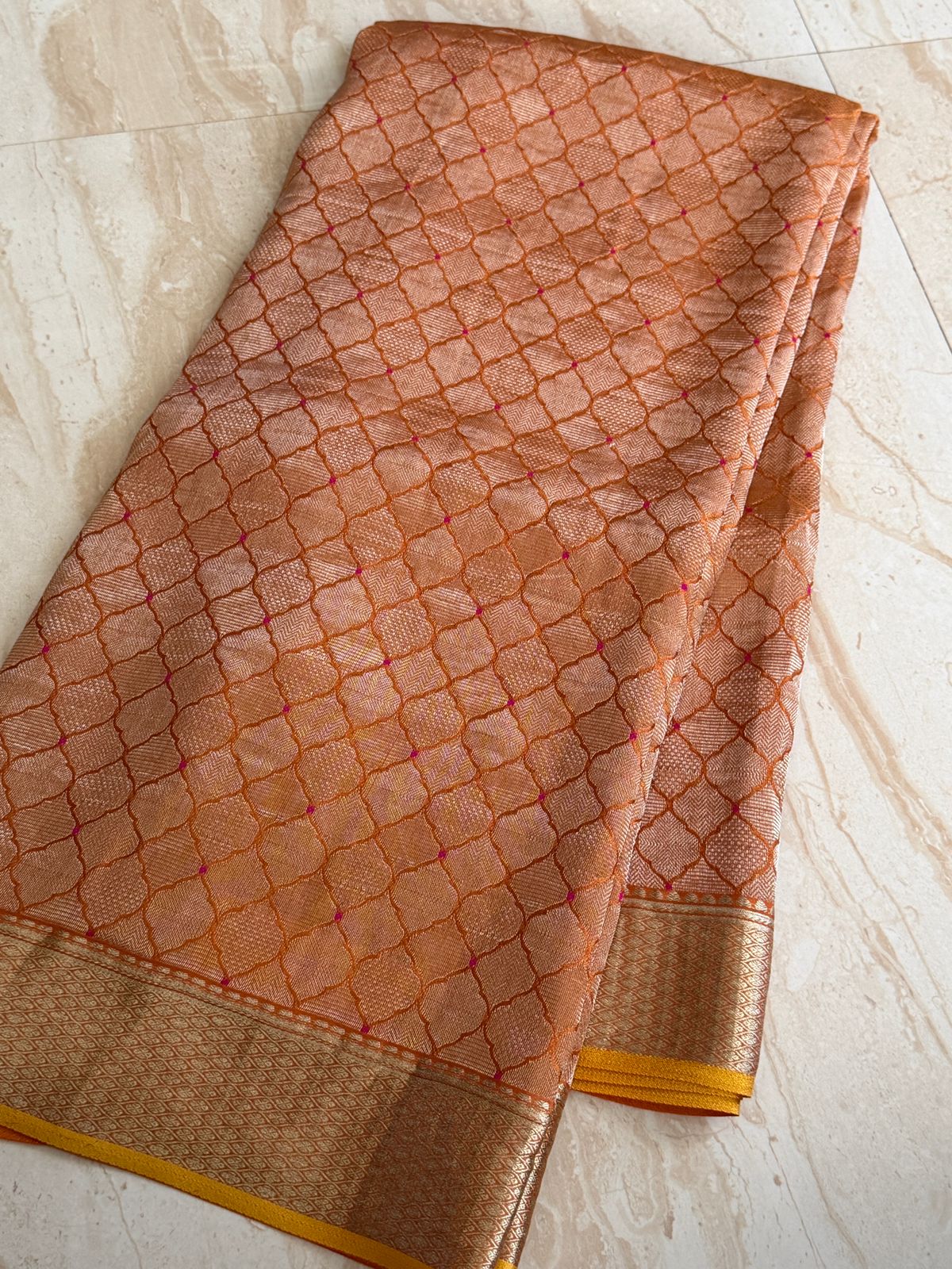 Pure Mysore Brocade Crepe Silk Saree With Meenakari Weav