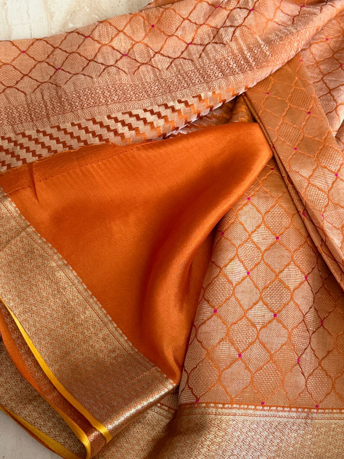 Pure Mysore Brocade Crepe Silk Saree With Meenakari Weav