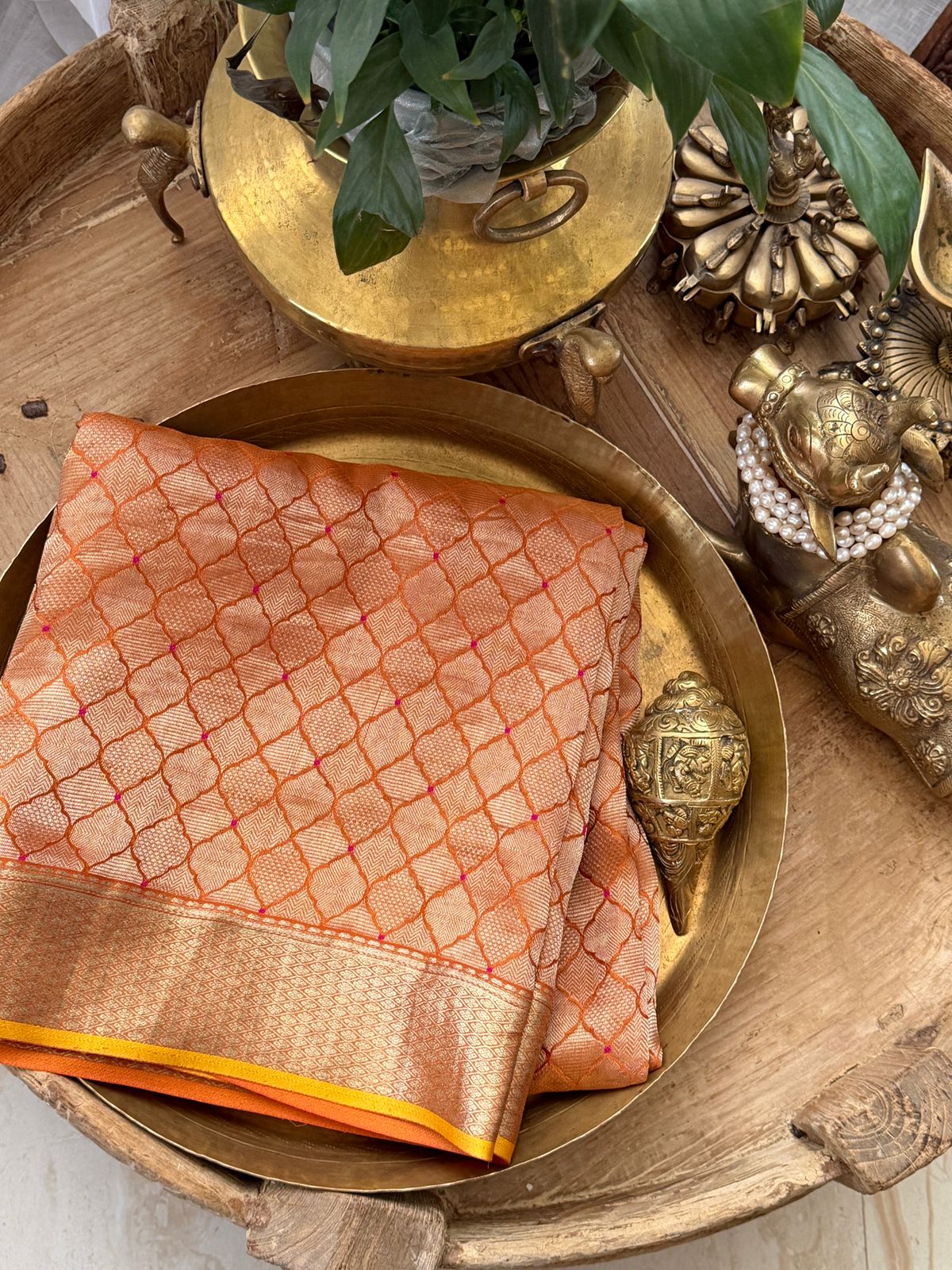 Pure Mysore Brocade Crepe Silk Saree With Meenakari Weav