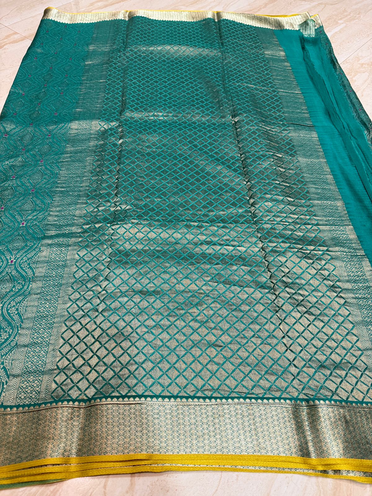 Pure Mysore Brocade Crepe Silk Saree With Antiq Zari Weave