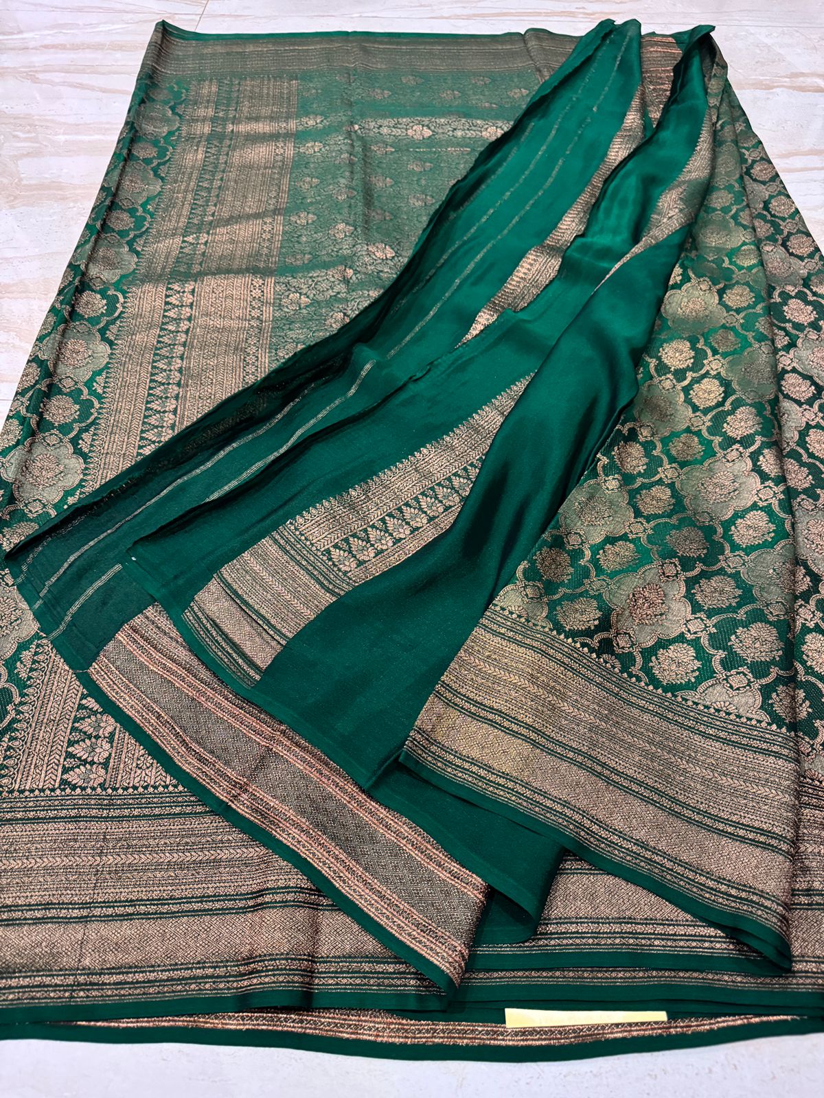Pure Mysore Brocade Crepe Silk Saree With Antiq Zari Weave