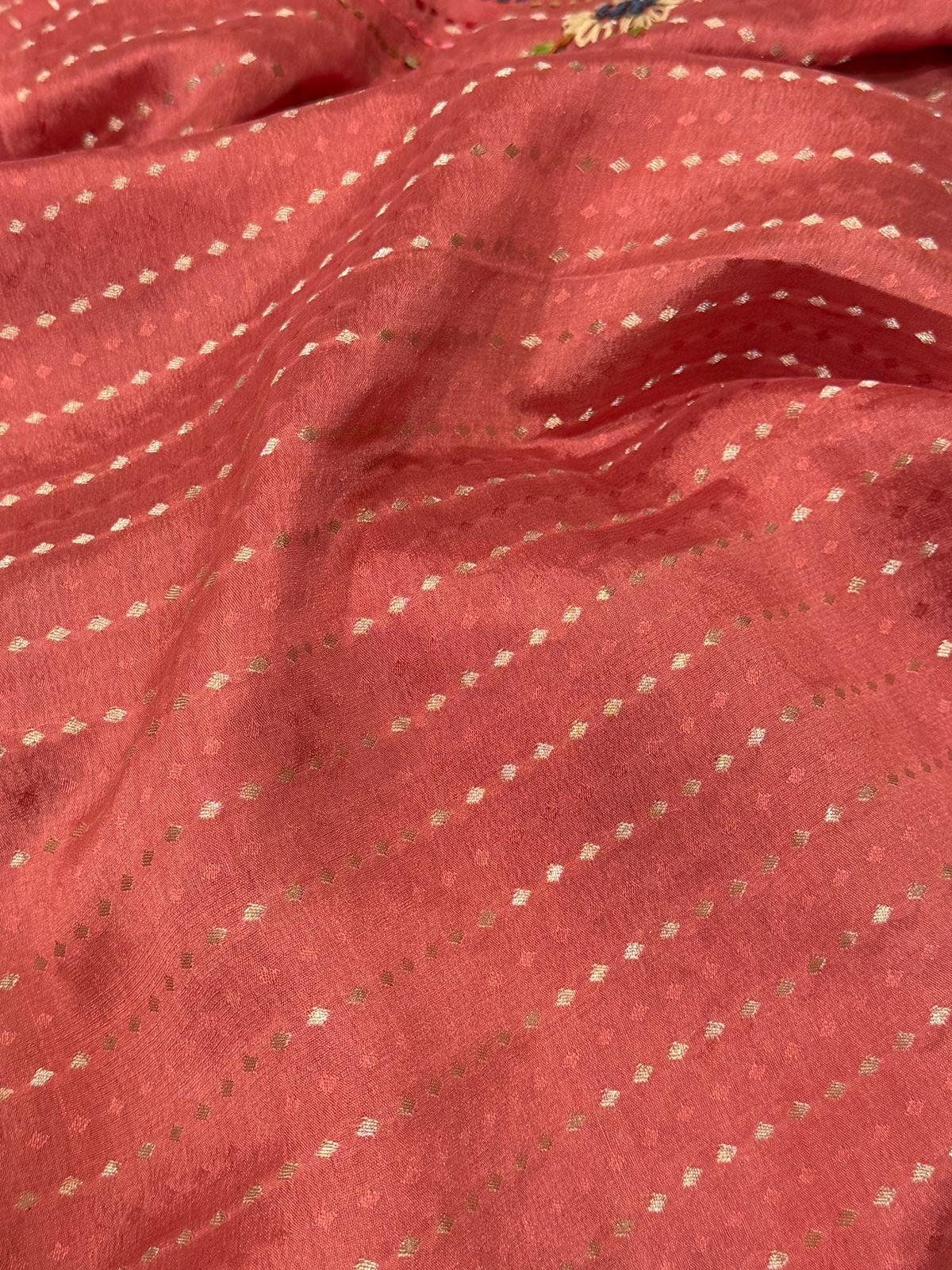 Mysore Georgette Zari Check Saree With French Knot Embroidery