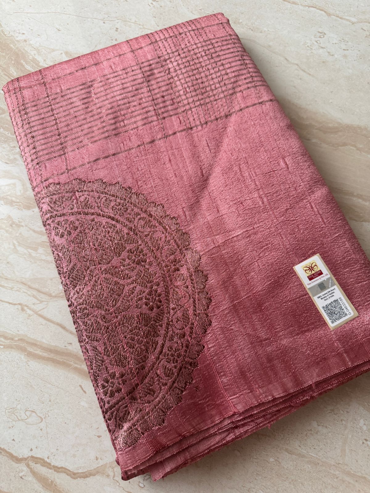 Pure Handloom Borderless Raw Silk Banarasi Saree