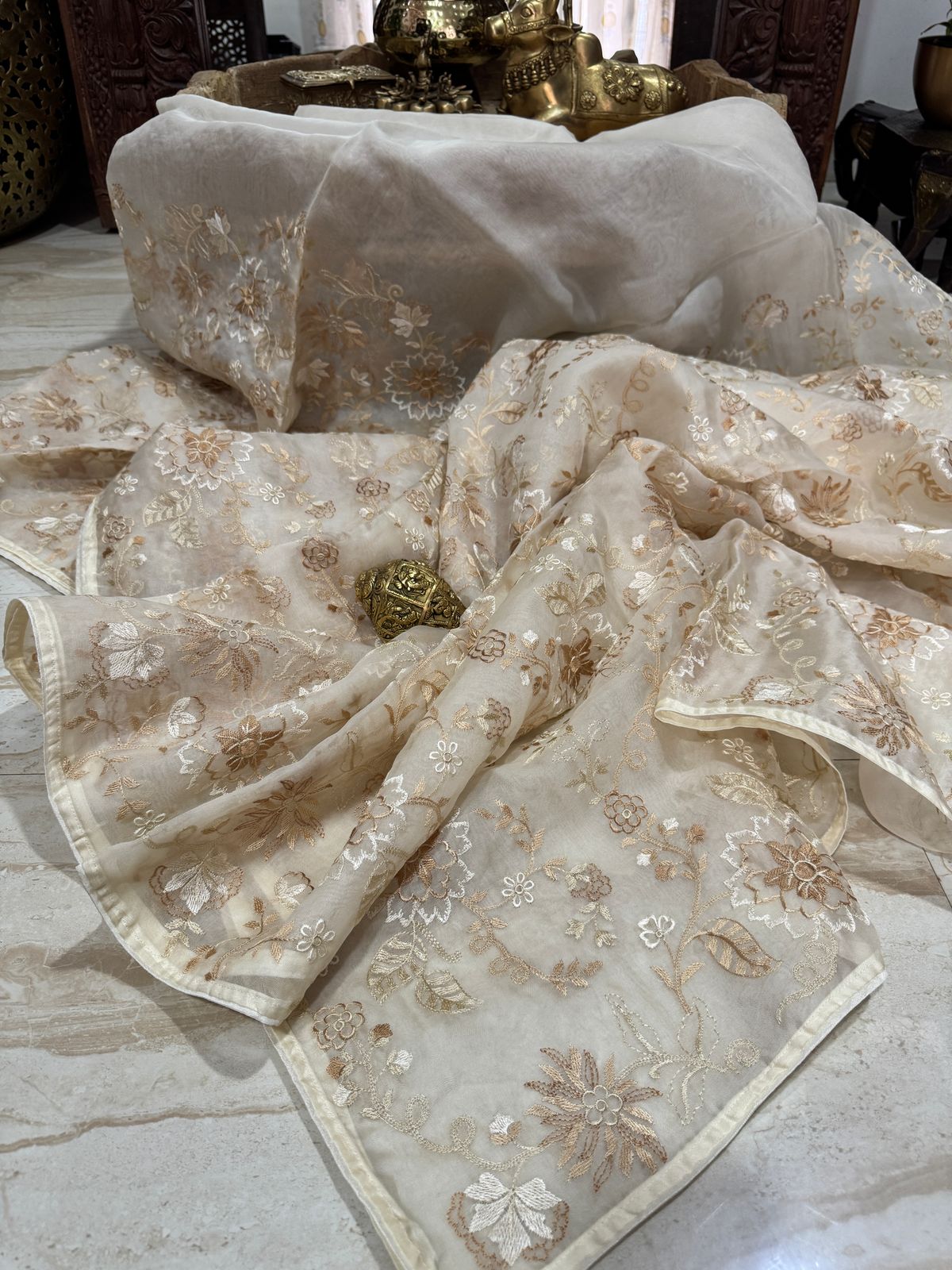 Pure Organza Saree With Embroidery All Over