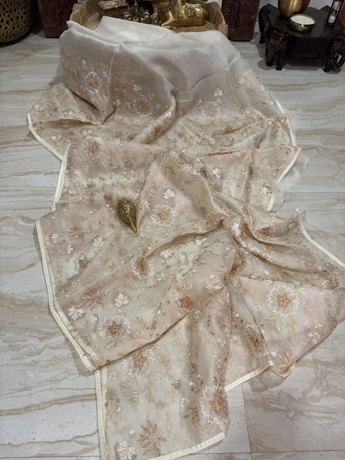 Pure Organza Saree With Embroidery All Over