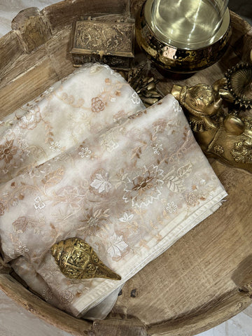 Pure Organza Saree With Embroidery All Over