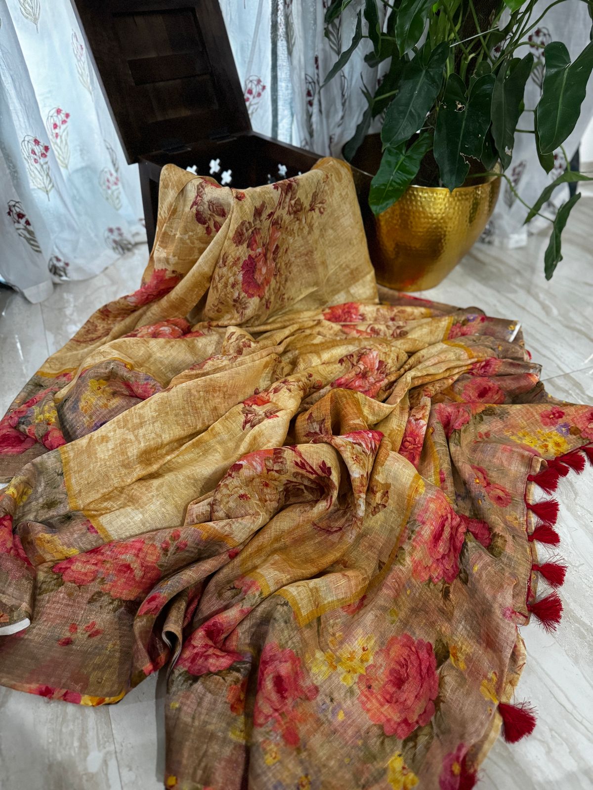 Pure Linen By Linen Digital Print Sare