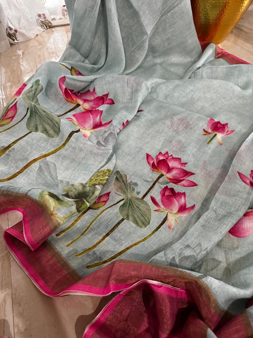Linen Digital Print Saree