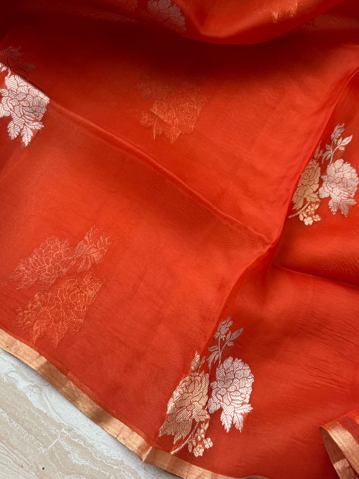 Pure Handloom Kora Banarasi Sona Rupa Zari Weave