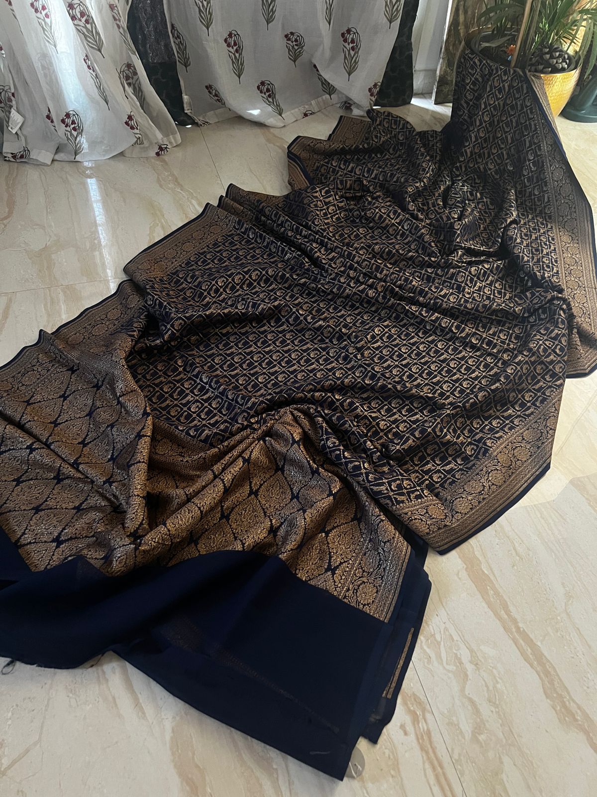Pure Handloom Khaddi Georgette Banarasi Saree