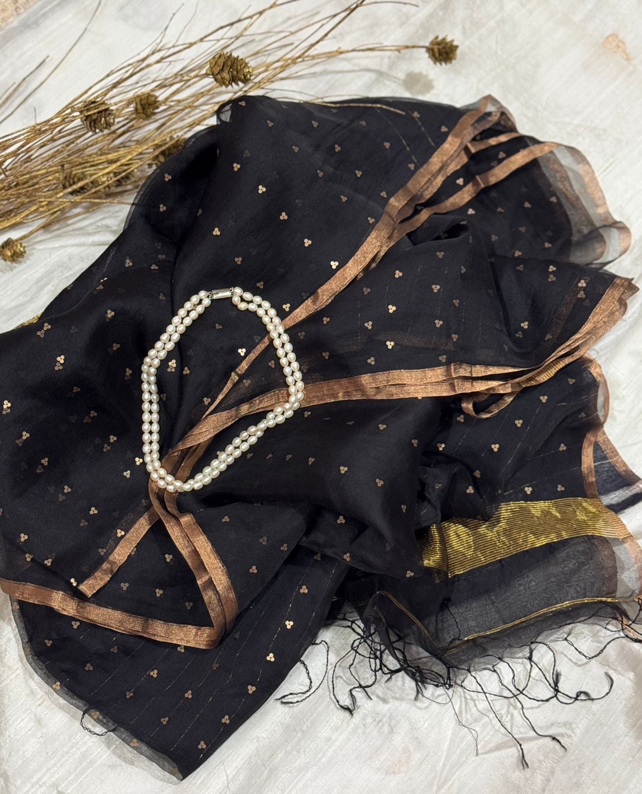 Elegant Pure Handloom Resham Silk Saree with All-Over Sequins Work