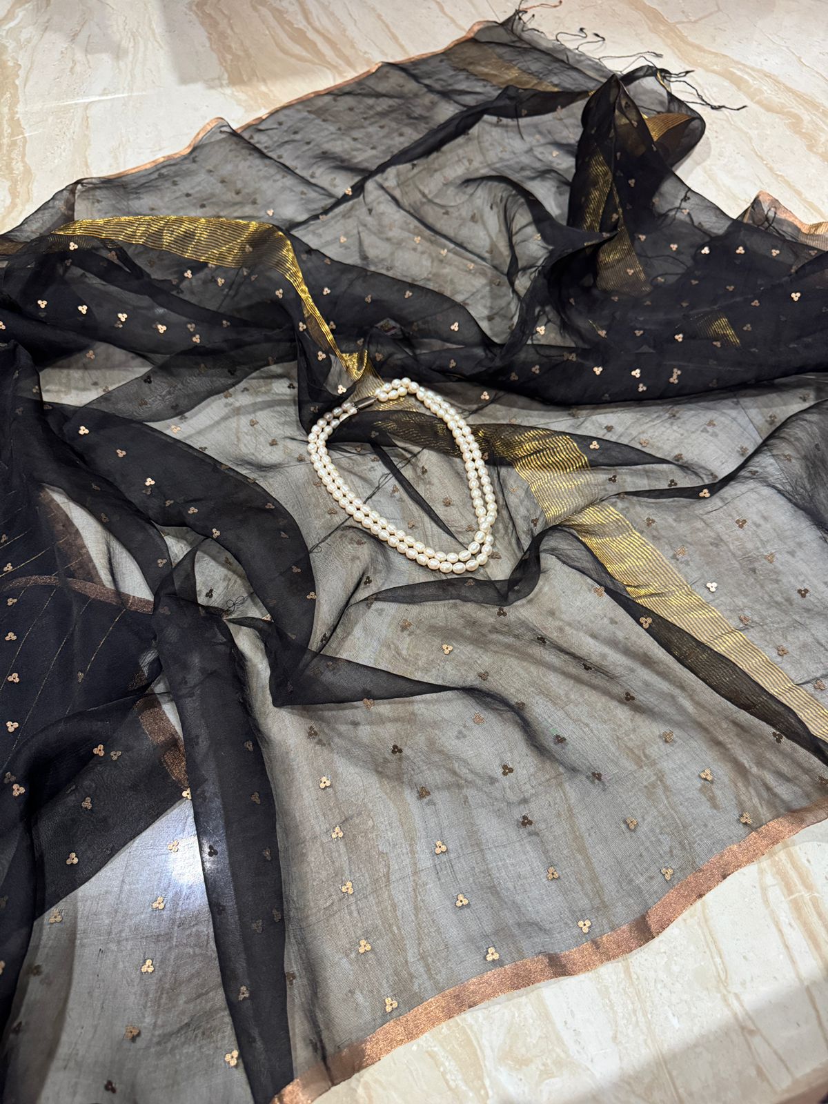 Elegant Pure Handloom Resham Silk Saree with All-Over Sequins Work