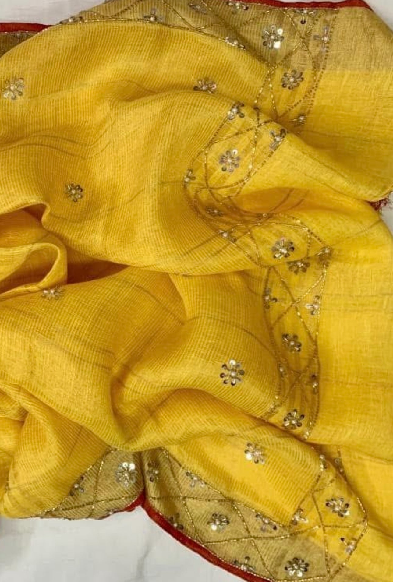 Linen By Linen Sequence Cut Dana Work Saree