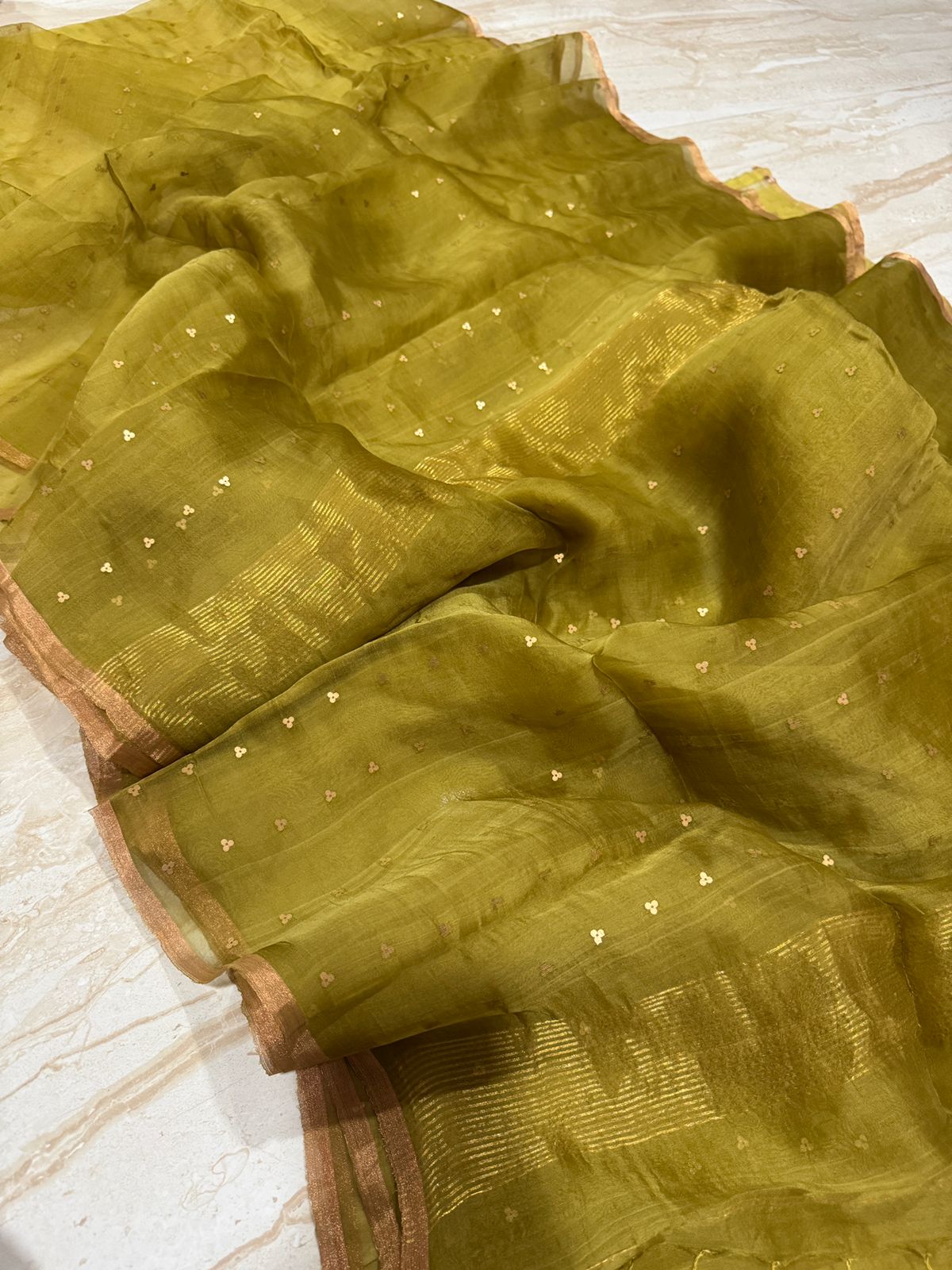 Elegant Pure Handloom Resham Silk Saree with All-Over Sequins Work