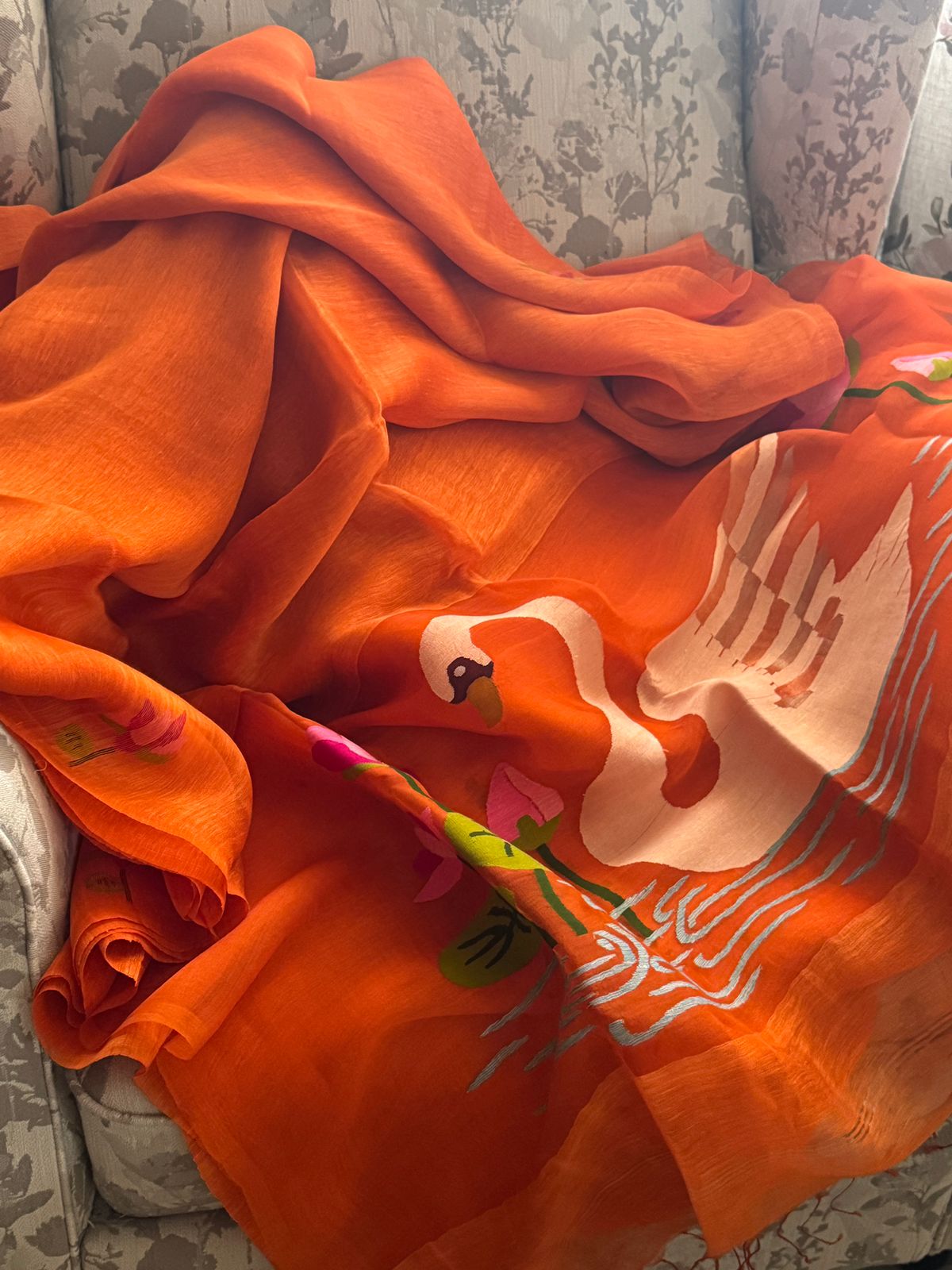 Linen Silk Jamdani Saree – Handwoven Elegance