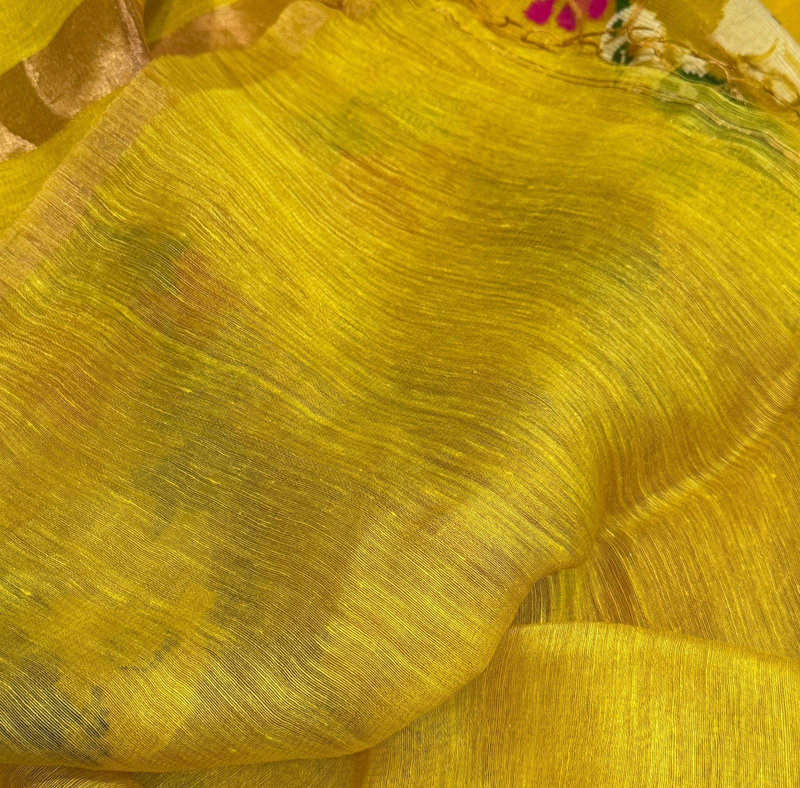 Pure Hamdloom Linen Tissue Silk Saree With Jamdani Weave