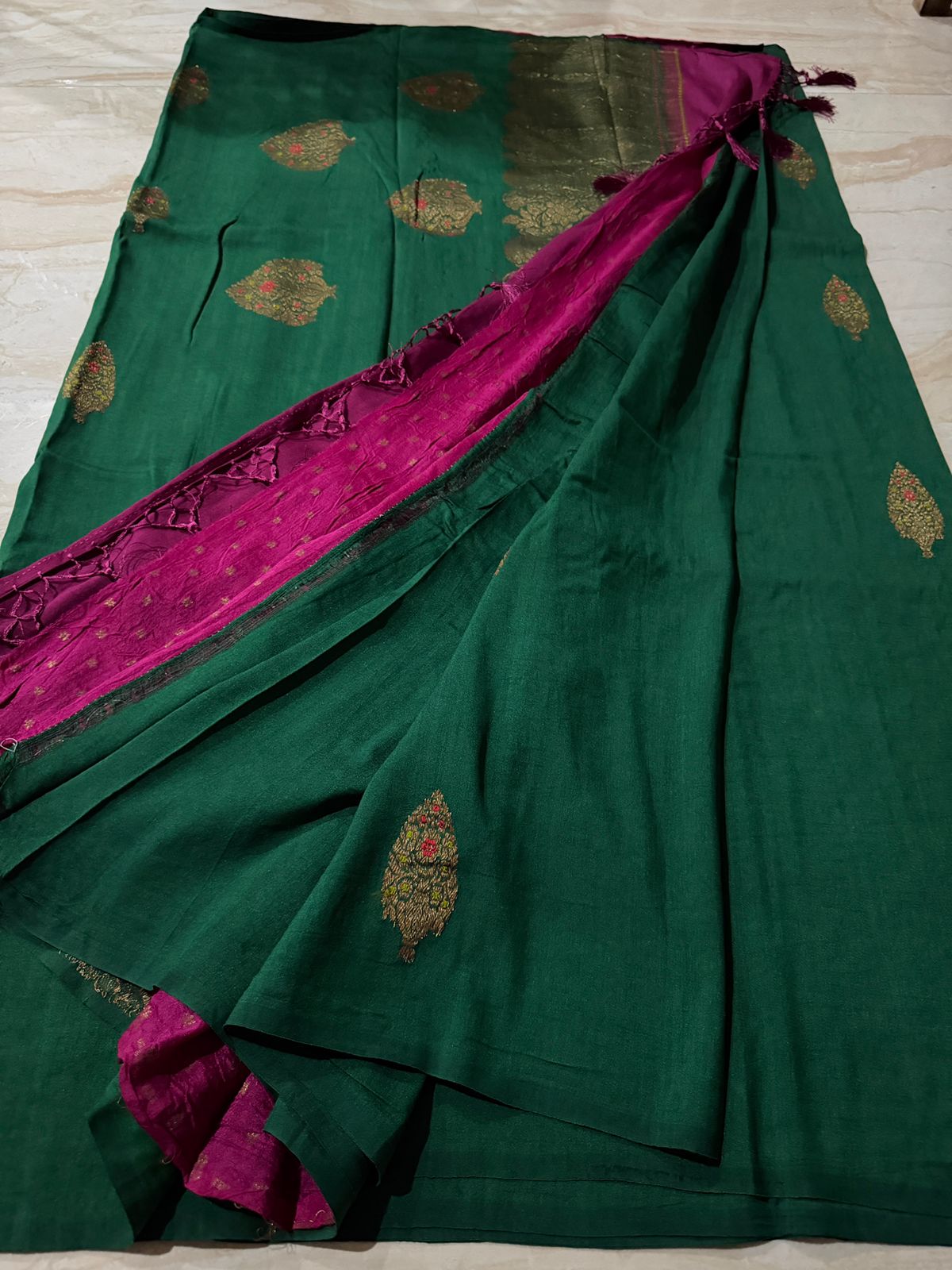Pure Handloom Munga Banarasi Silk Saree