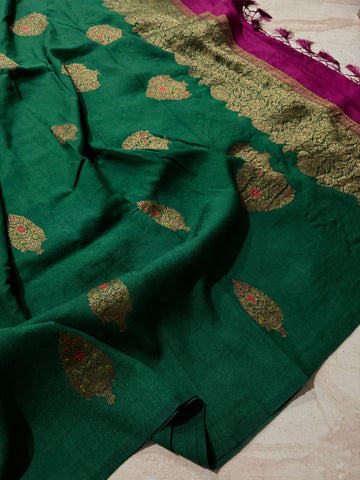 Pure Handloom Munga Banarasi Silk Saree
