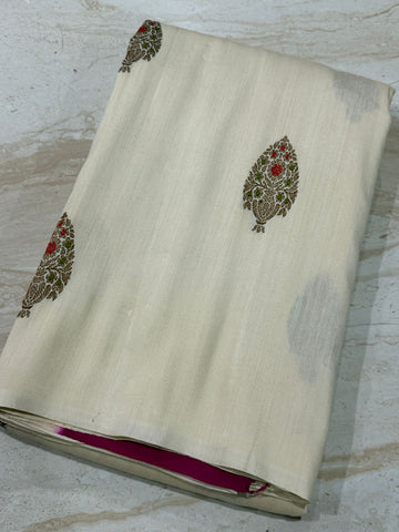 Pure Handloom Munga Banarasi Saree with Meenakari Butta