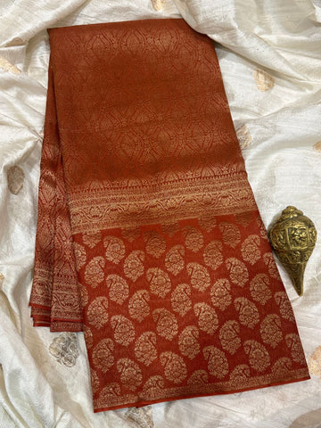Pure Mysore Brocade Crepe Silk Saree With Antiq Zari Weave